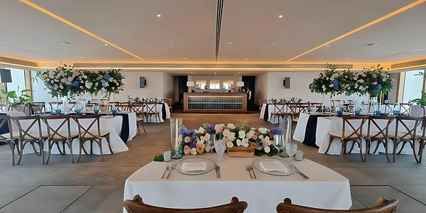 Sky Rooftop Indoor Salon reception setup at Secrets Moxché Playa del Carmen