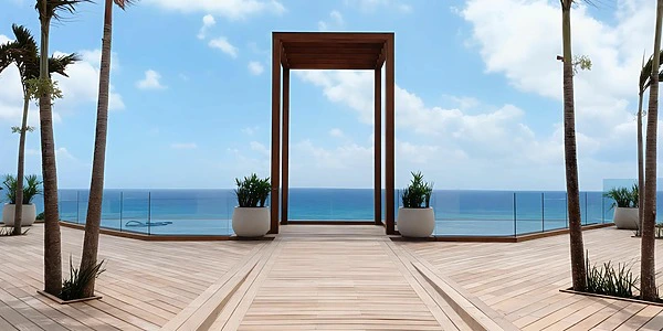 Sky Rooftop wedding gazebo overlooking the Caribbean at Secrets Moxché Playa del Carmen